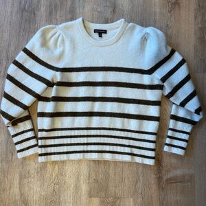 Banana Republic striped puff-sleeve sweater in an alpaca/wool blend
